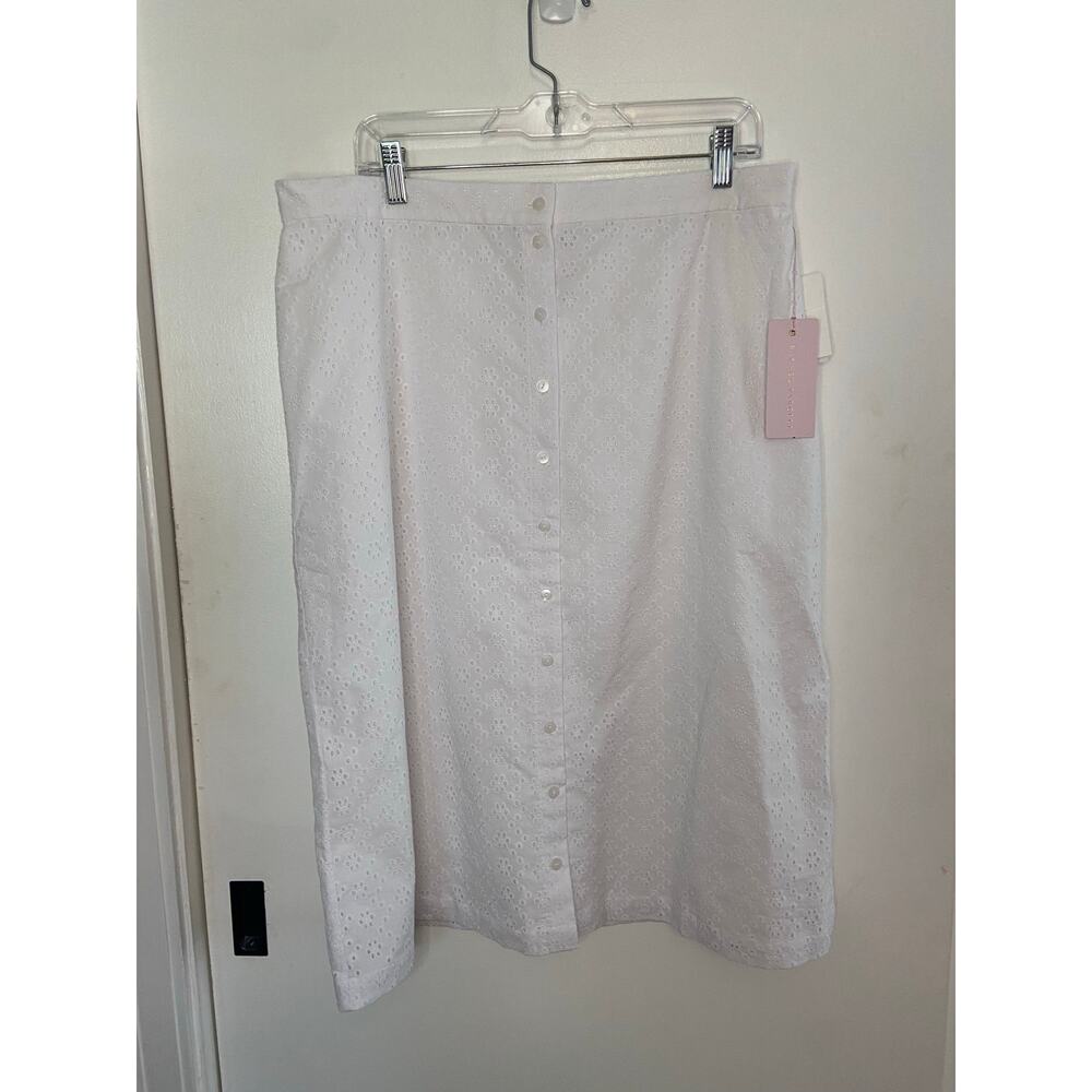 NWT Rachel Parcell white eyelet lace button front skirt